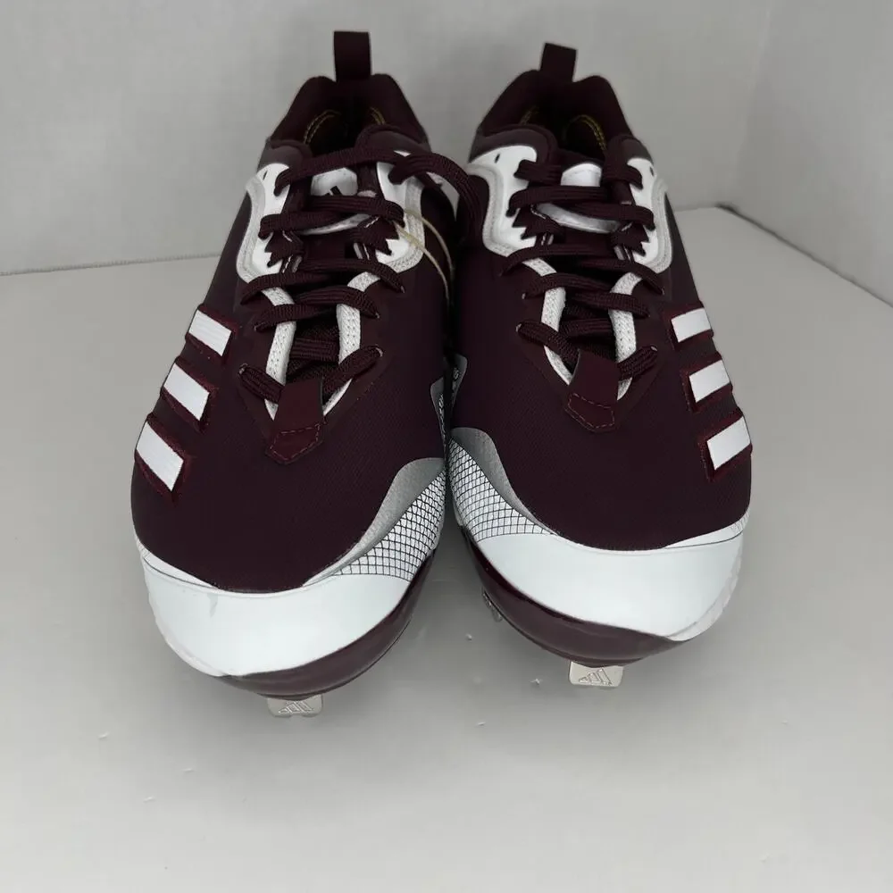 Adidas Icon 6 Bounce Metal Baseball Cleats Men's Sz 8.5 Maroon White FV9351 NEW!